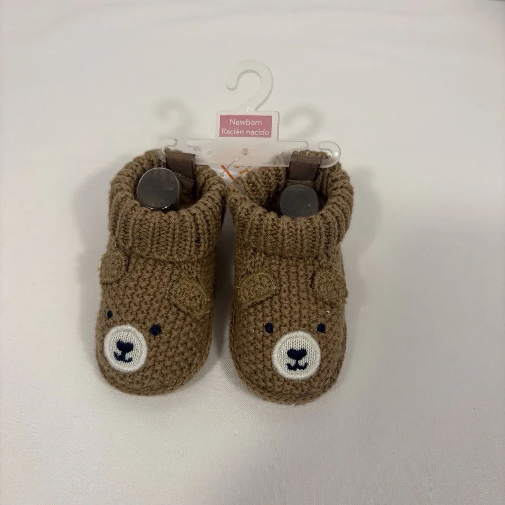 Just One You Carter's Newborn Baby Brown Bear Knitted Bootie Slippers Shoes